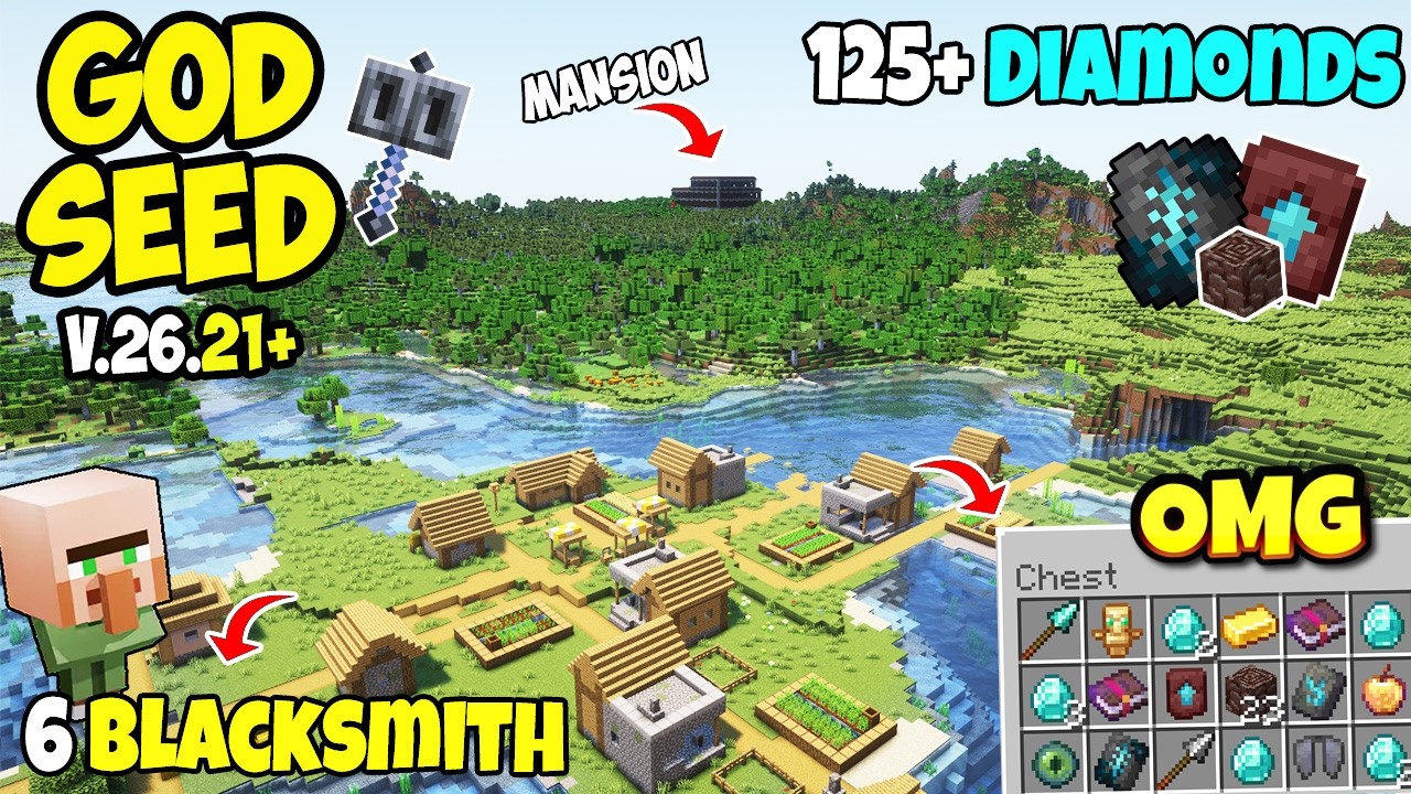 🔥Ultimate (God Seed) For Minecraft 26.21+ Bedrock & PE | 5 Blacksmith Village Seed | Minecraft Seed
