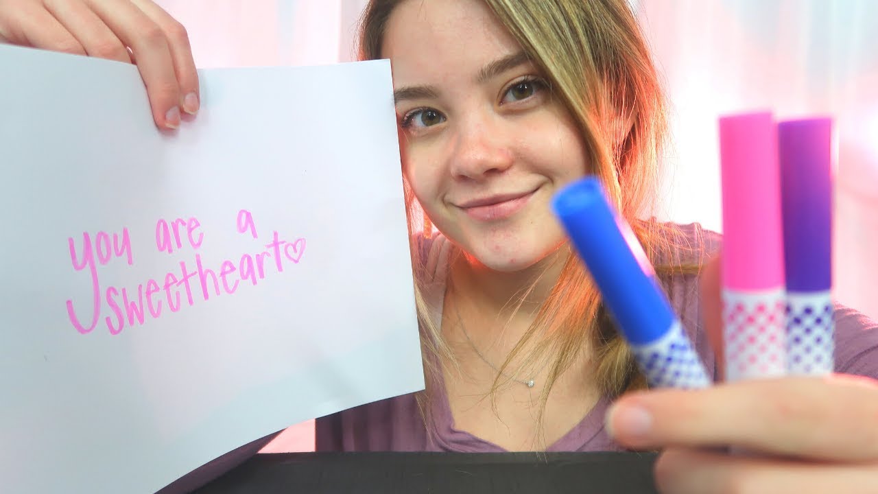 ASMR ANXIETY CALMING POSITIVE AFFIRMATIONS! Marker Writing, Ear To Ear Whispering, Crinkles, Tapping