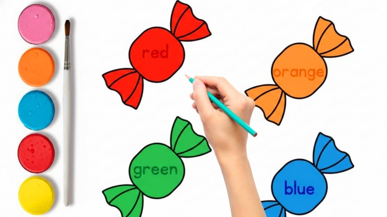 Learn Colors Name and Color the Candy | Colors Learning & Coloring for Kids