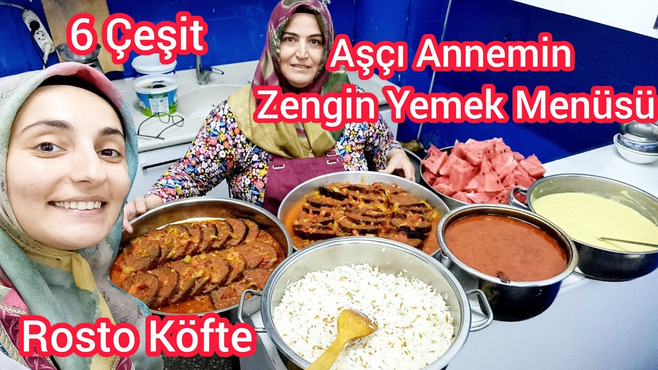 Aşçı Annemin 6 Çeşit Zengin İş Yeri Yemek Menüsü | Rosto Köfte | Patates Püresi | Erişte ve Pilav