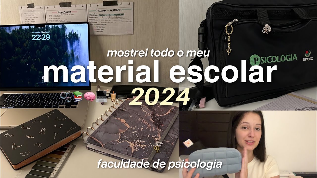MATERIAL ESCOLAR DA FACULDADE 2024 | mostrei tudo! psicologia - 2ª fase 🧠📚💻🫧