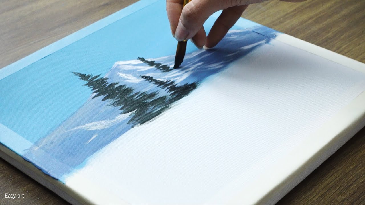 Easy Art / How to draw flower field landscape / Acrylic painting for beginners