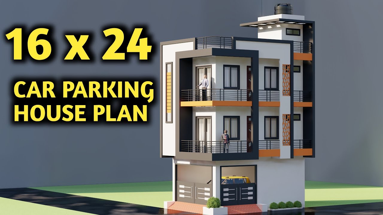 16X24 कार पार्किंग के साथ दो मंजिल का मकान ,दो मंजिल का सुन्दर घर ,Corner House Plan