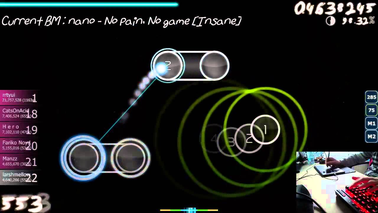 Live gameplay // (Osu!) Nano - No pain, no game [Insane] FC 99.04%