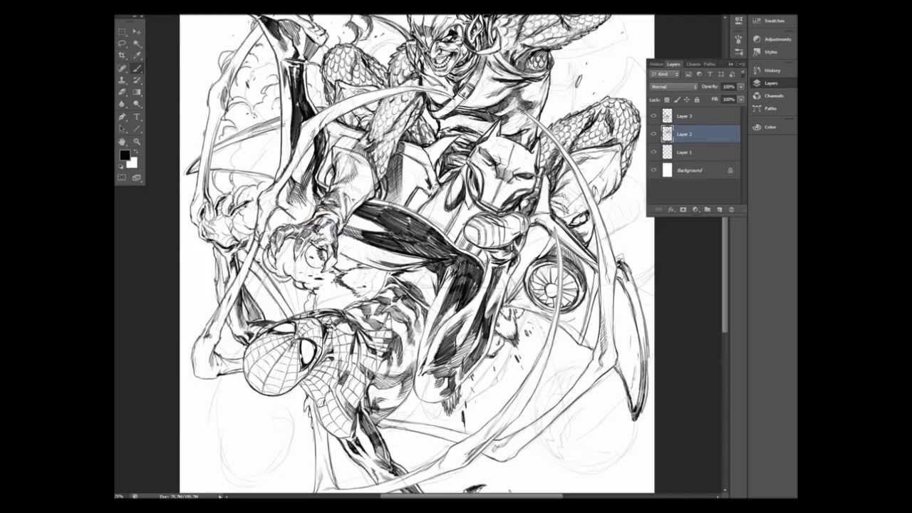 Mark Brooks Speed Art- Spider-man vs.Green Goblin step 1