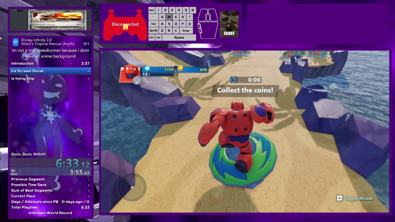 Disney Infinity 2.0 PC Stitch's Tropical Rescue Any% Speedrun in 16:28 IGT (17:30 RTA)