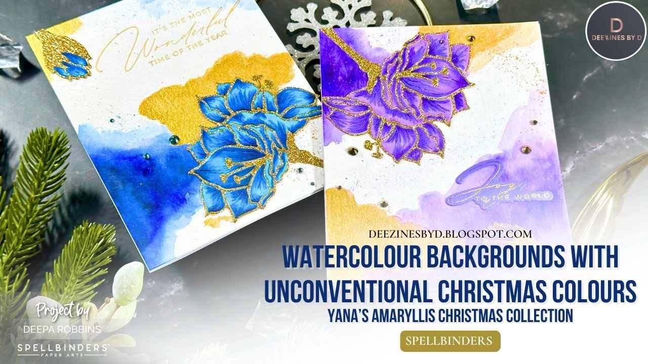 Watercolor Backgrounds With Unconventional Christmas Colours | Yana's Amaryllis Christmas Collection