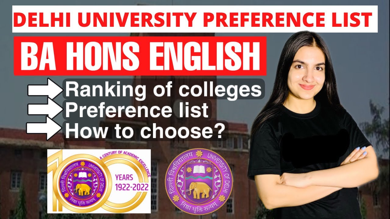 DU Preference list for BA English Honours | Best colleges & ranking DU Admission process 2022 #cuet