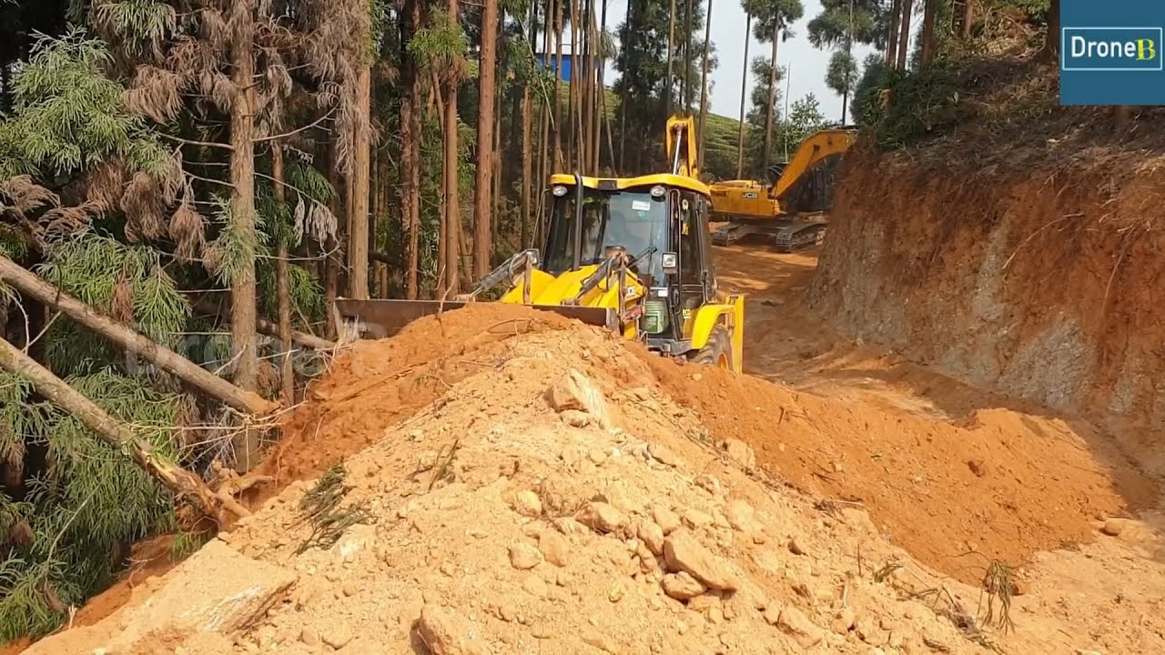 JCB Backhoe and Excavator DUO Working on this Mountain Road Project