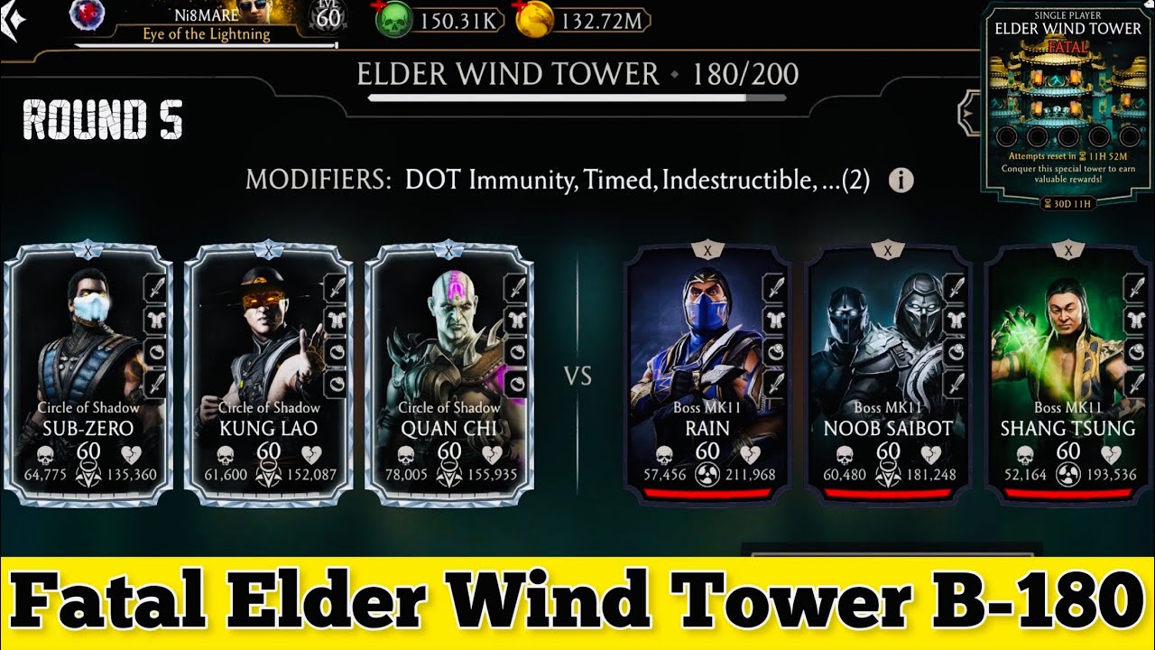 Fatal Elder wind Tower Boss Battle 180 Fight + Reward MK Mobile
