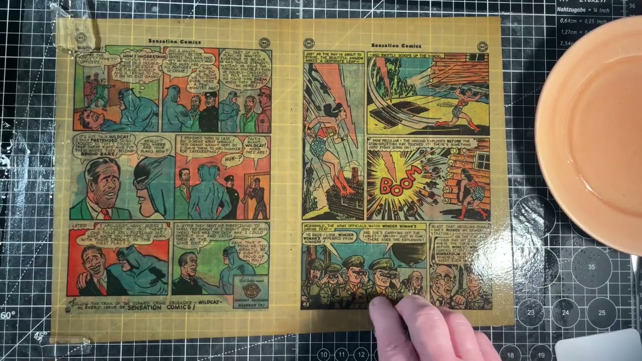 Sensation Comics #54 Conservation. Failure of Gellan Gum to Lift Inherent Stains Part 3
