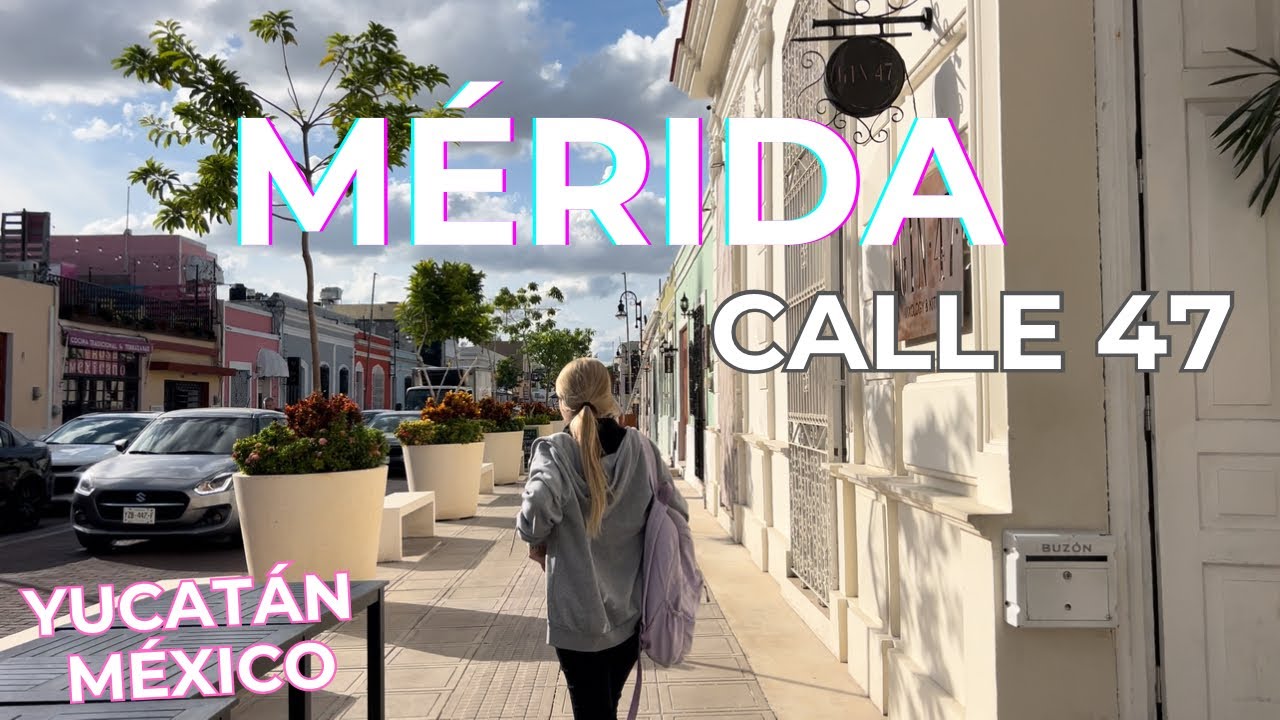 Browse the restaurants along Restaurant Row:  Calle 47 in Mérida, Yucatán, México on 4k walking tour