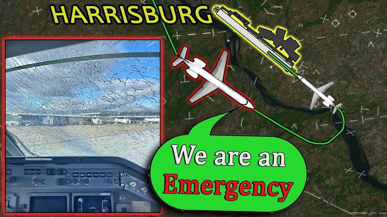 CommutAir E145 | CRACKED WINDSHIELD ENROUTE | Emergency Divert