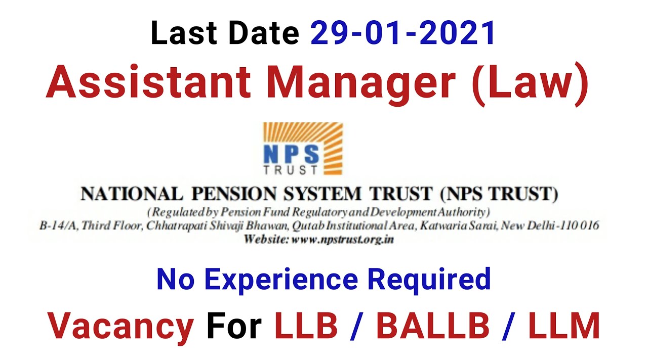 NPS recruitment 2021 || Assistant Manager (Law) || LLB jobs || Law career || career after LLB || LLM