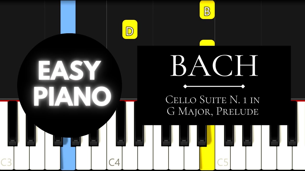 Cello Suite N  1 in G Major, Prelude (EASY Piano Tutorial) - Bach