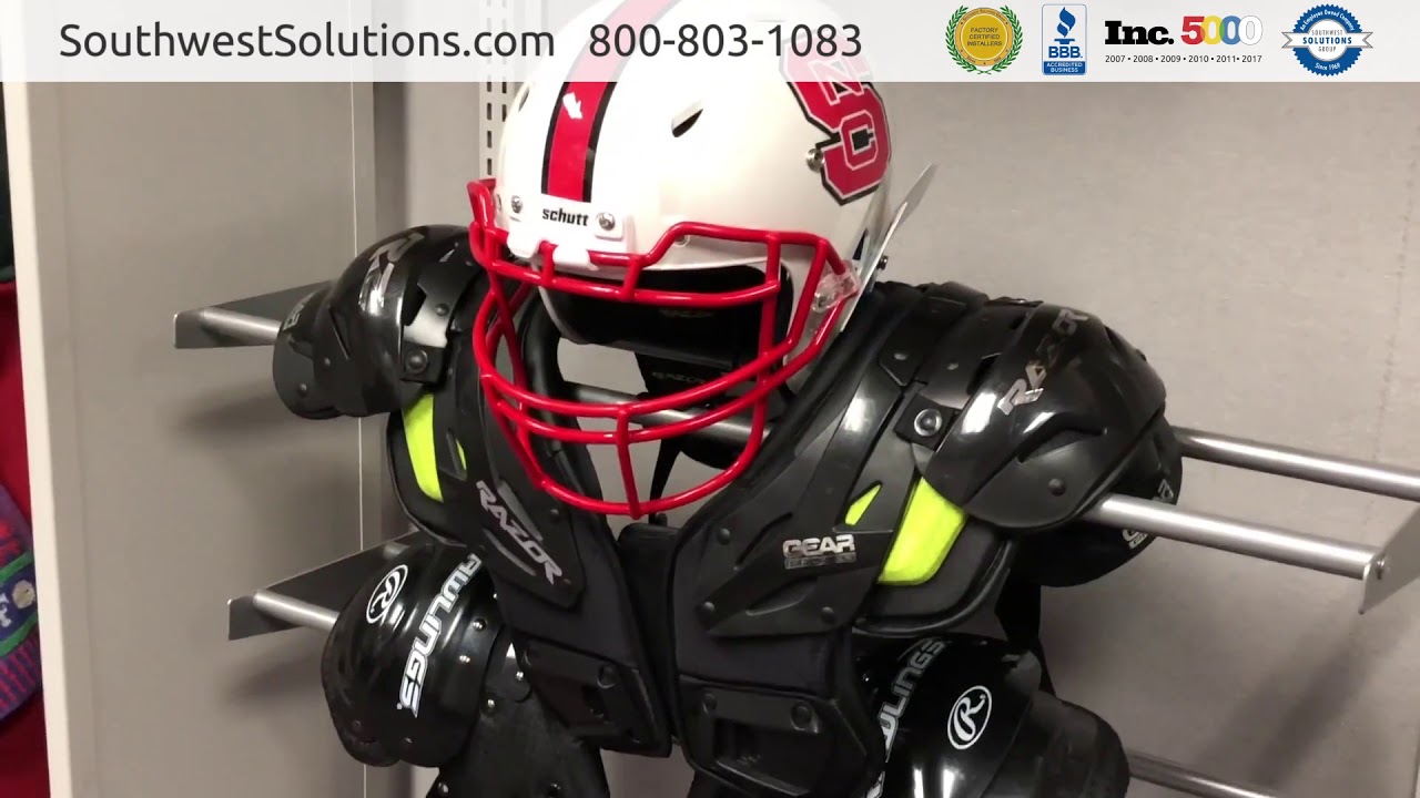 Football Shoulder Pad Helmet Gear Storage Rail Racks