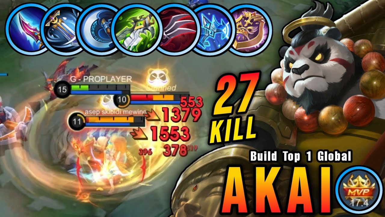 27 Kills!! Akai Brutal Damage Build (PLEASE TRY) - Build Top 1 Global Akai ~ MLBB