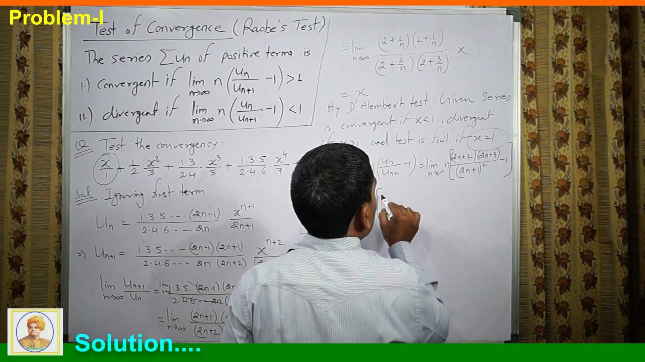 Infinite Series(Part-VI) Raabe's Test of convergence in Hindi
