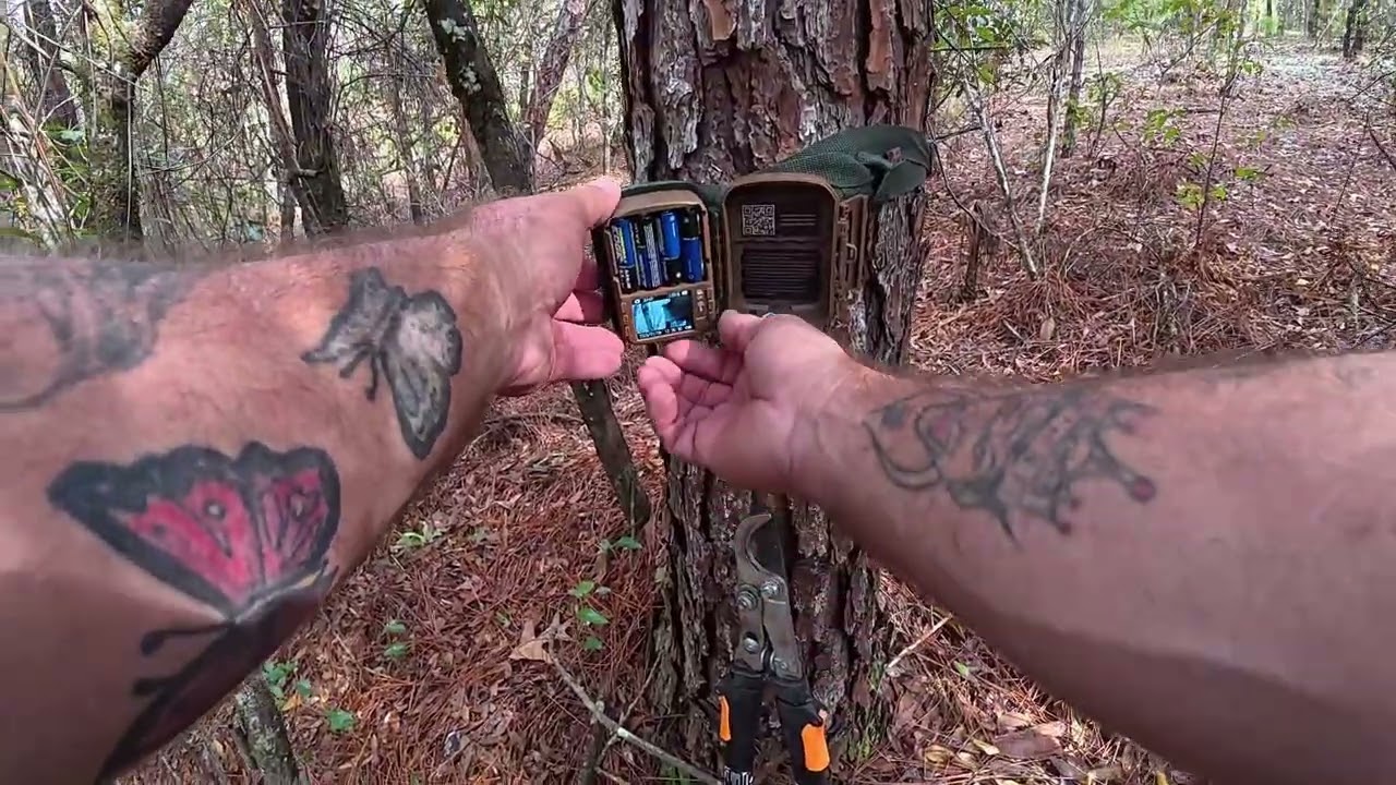 Setting up a couple Trail Cameras in an Active Area