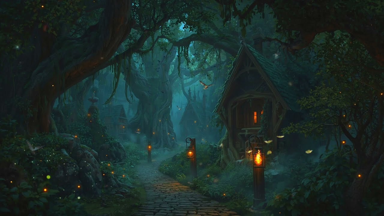 Enchanted Forest Ambience | Birds Chirping, Owls & Crackling Fire for Sleep & Relaxation