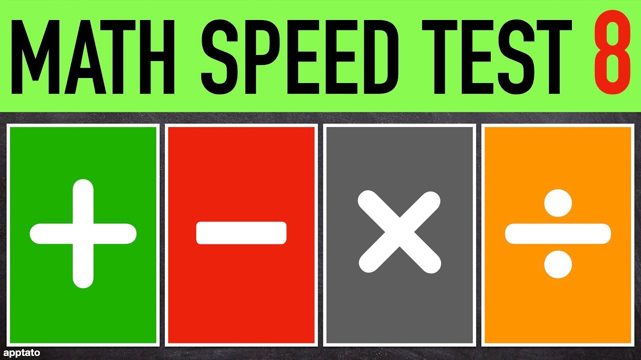 Math Speed Test #8 (25 Problems) - Addition Subtraction Multiplication Division Mental Maths Drill