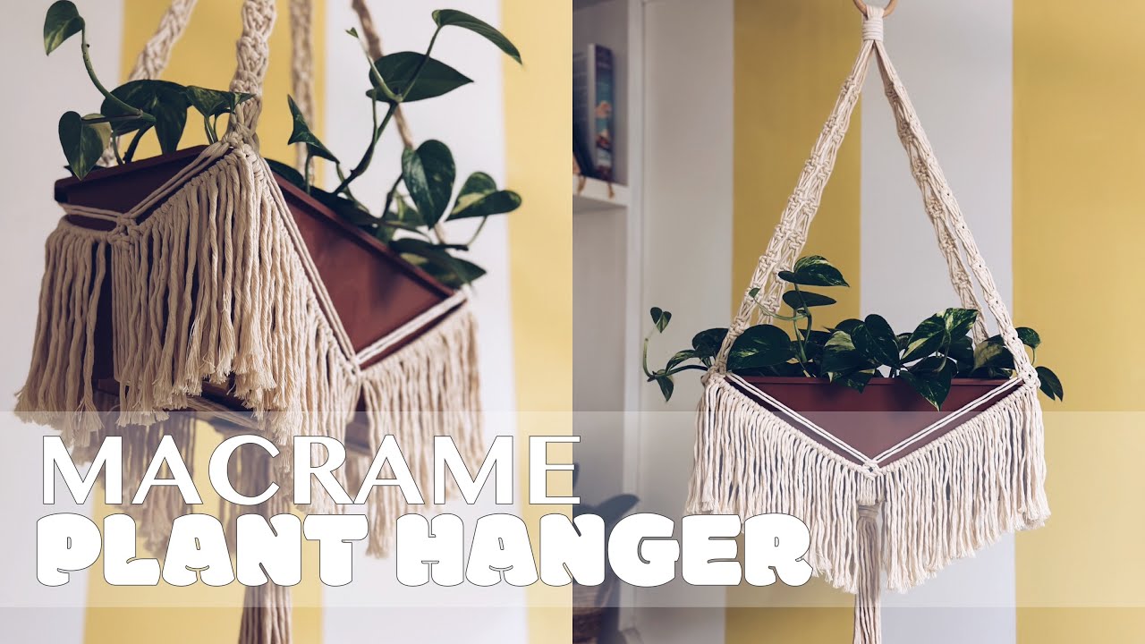 DIY: HANGING MACRAME PLANT CRADLE / Tutorial macrame plant hanger for Planter Box