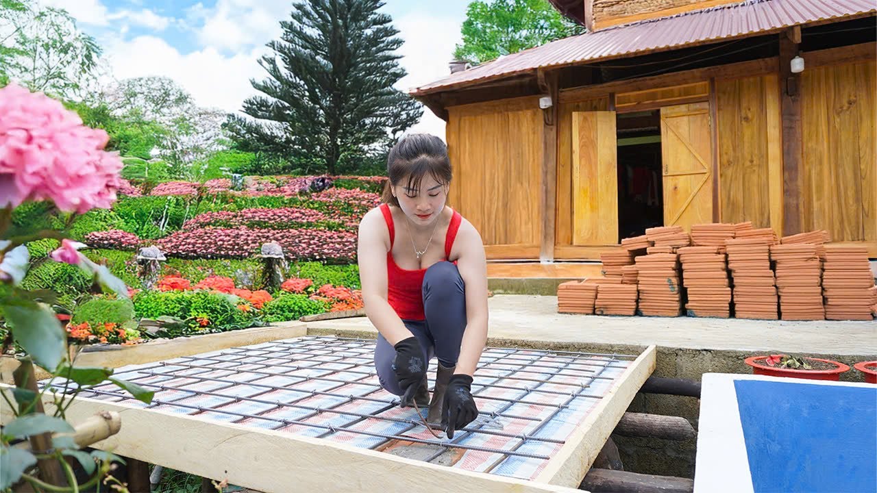 Timelapse – Day 9 , DIY Concrete Floor with Knitting Steel for Off-Grid Farm | Nhất Daily Farm