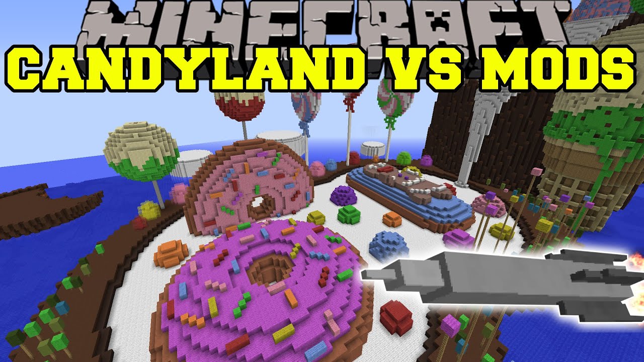 PIGZILLA MOD VS CANDYLAND - Minecraft Mods Vs Maps (Pig Meteor & Missles)