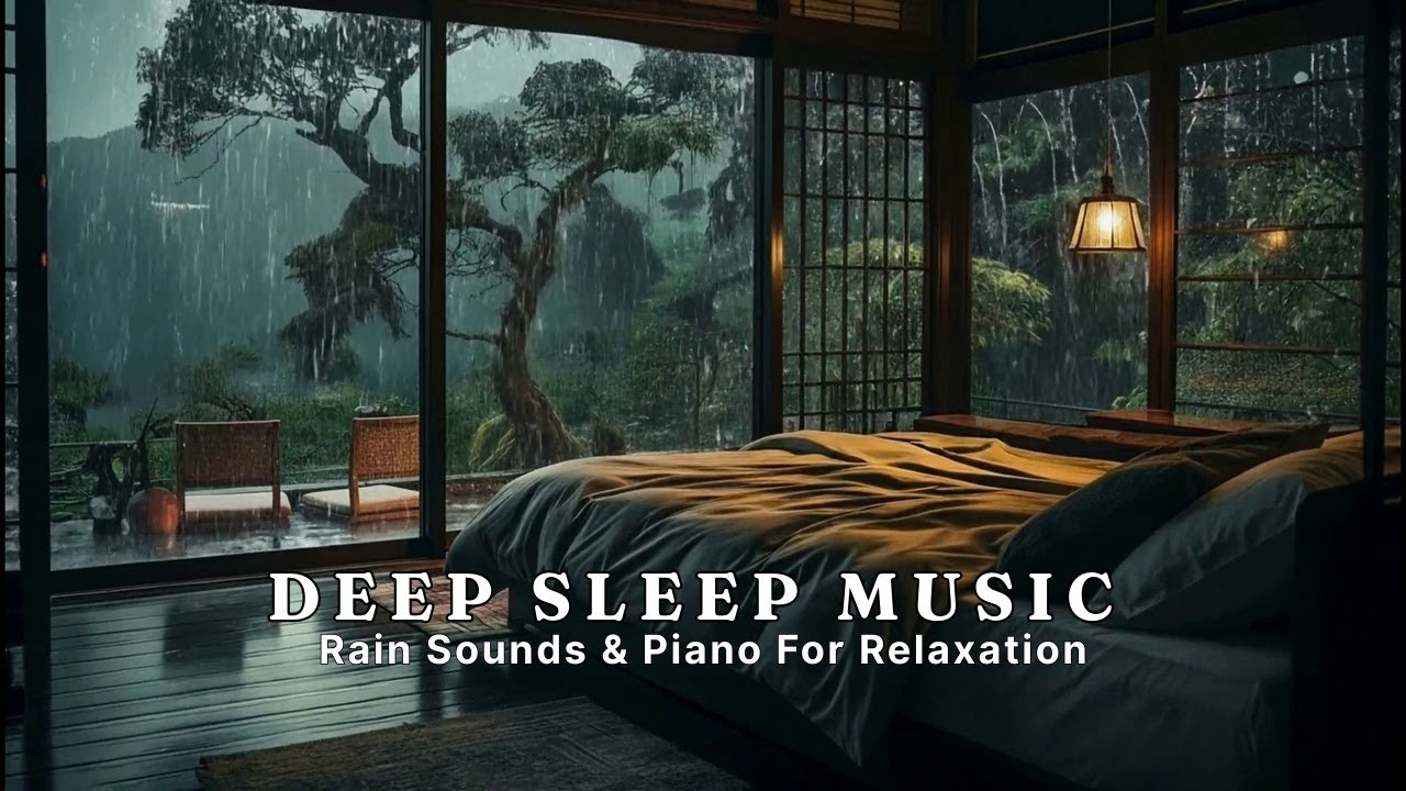Peaceful Piano on a Rainy Night ☔ Warm Bedroom Relieve Stress, Anxiety, Meditation, Heals the Mind