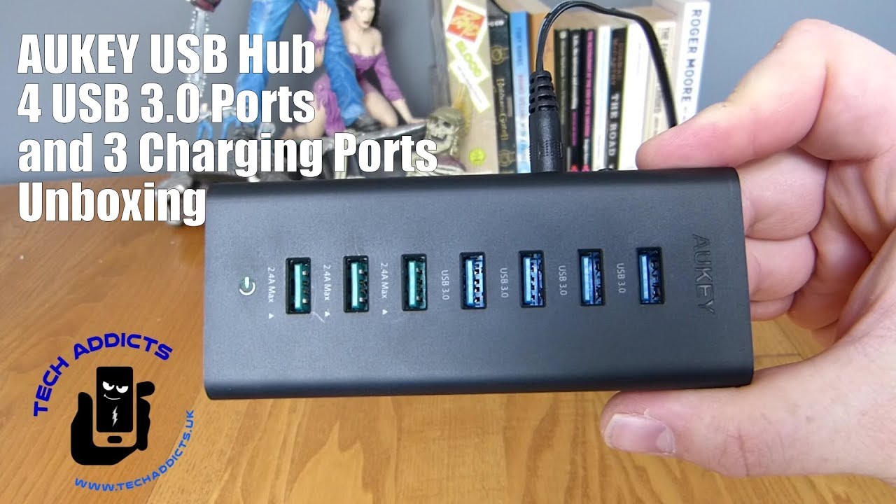 AUKEY USB Hub 4 USB 3.0 Ports and 3 Charging Ports Unboxing