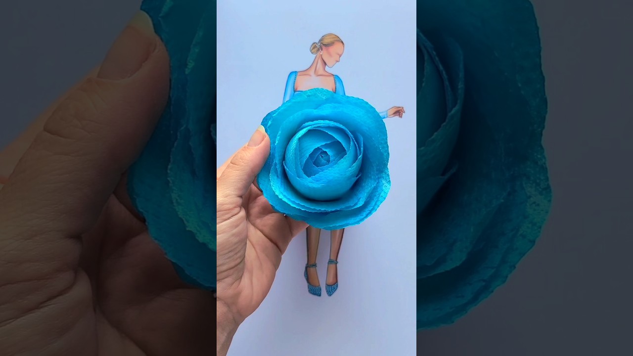 DiY Paper Towl Rose Dress 🌹 #art #artwork #painting #drawing #fashion #style #design #craft #diy