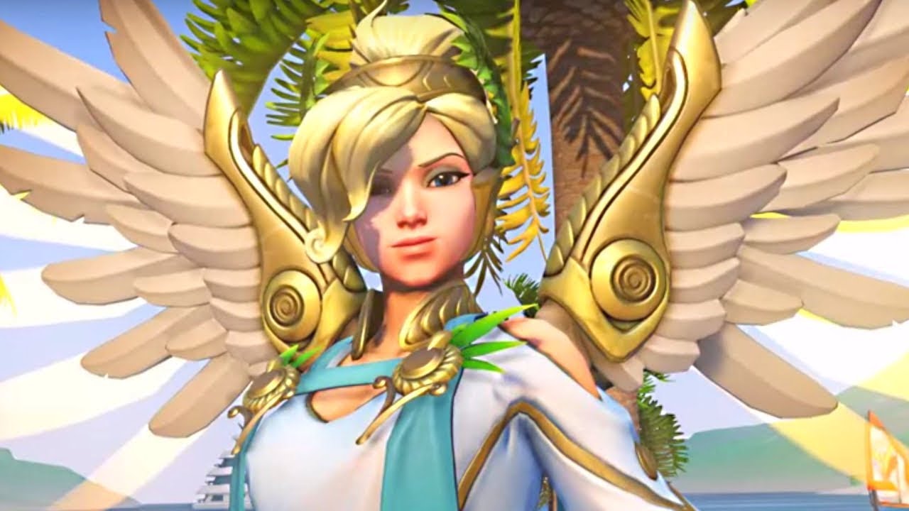 Overwatch Summer Games 2017 - WINGED VICTORY Mercy Skin Gameplay