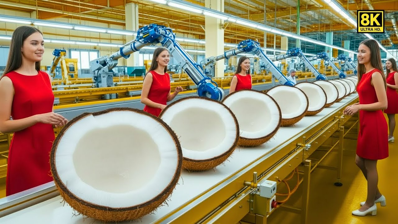 How Coconut Milk is Made in Factories - Amazing Coconut Processing Technology & Production Line 2026