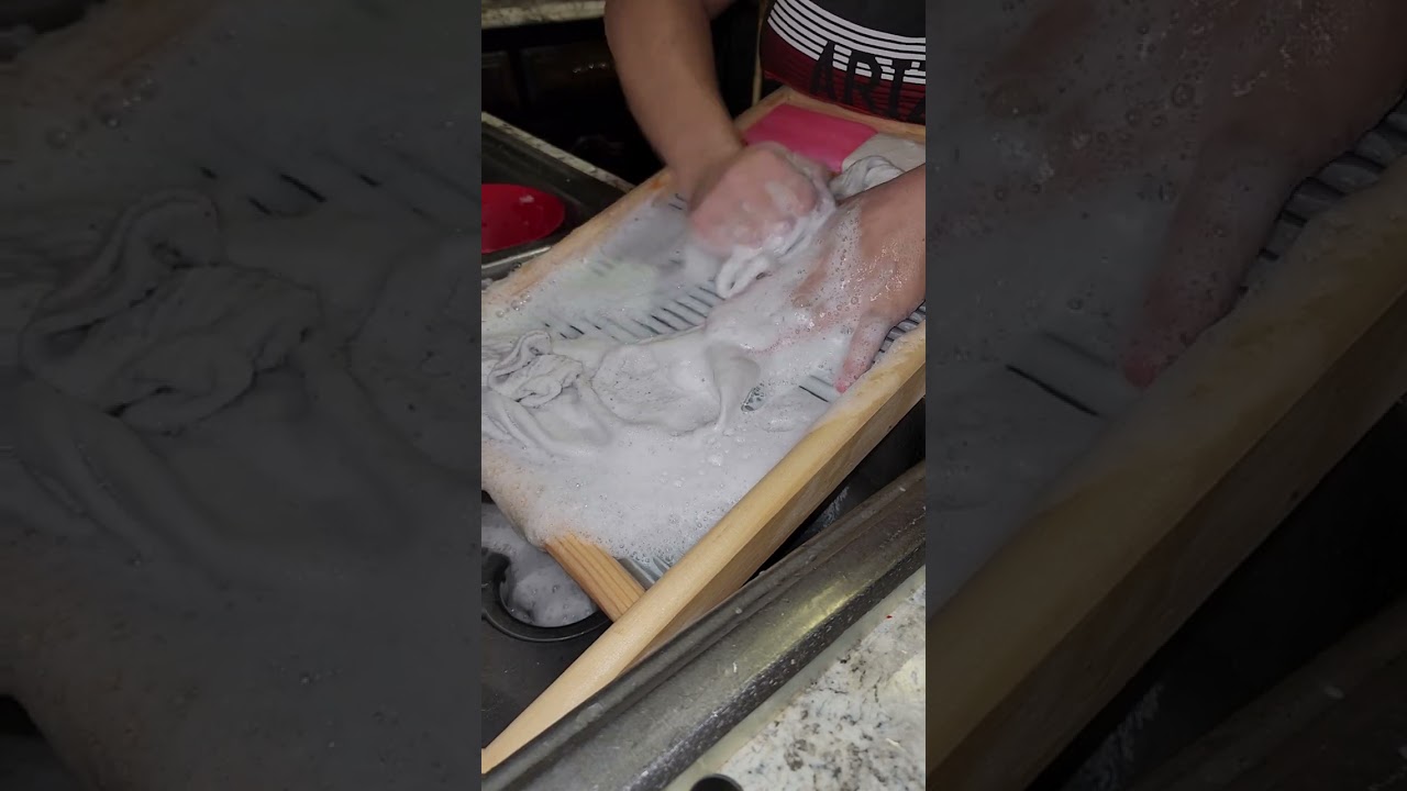 How to hand wash laundry using a wash board  (my version)