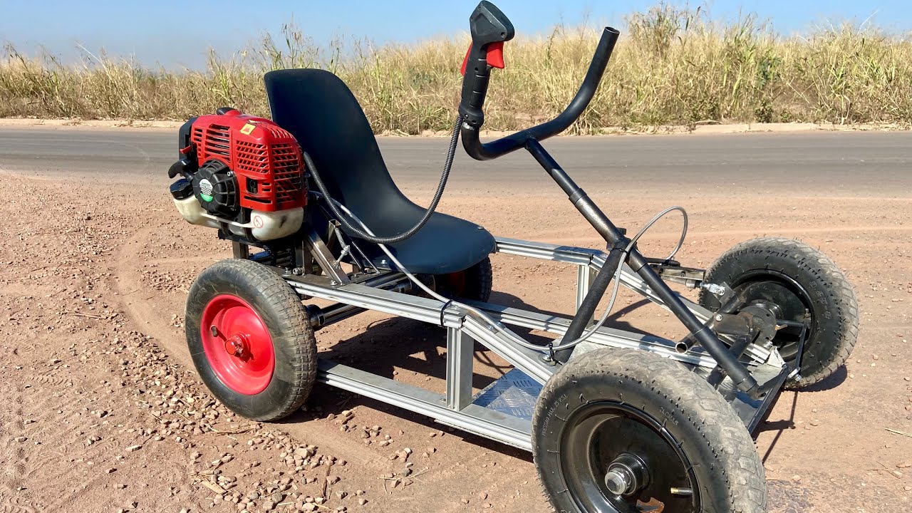 Como fazer Mini Kart de alumínio - com motor 2t de roçadeira