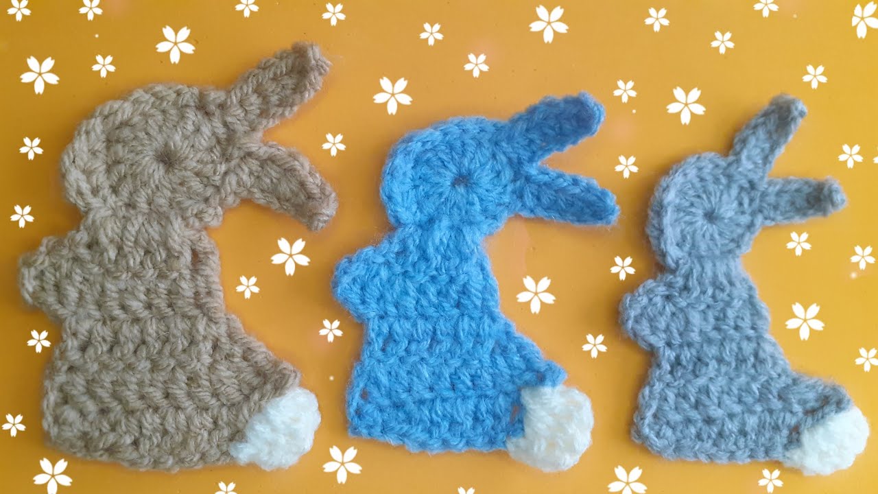Crochet Rabbit Applique 🐇 Crochet Bunny Rabbit applique motif 🐇 Crochet Easter
