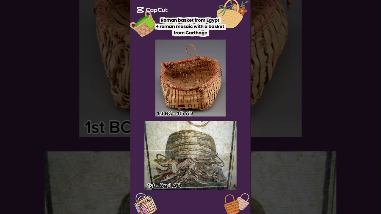 Roman basket + mosaic with basket 