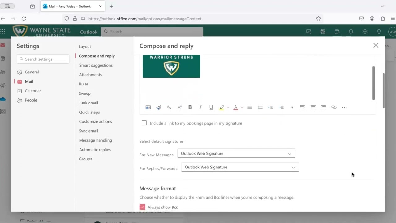 Wayne State C&IT: How to create a signature in Outlook