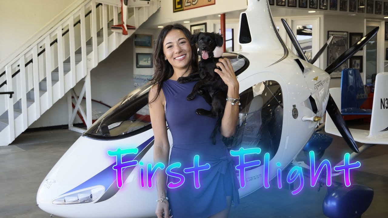 106. Puppy’s First Flight Adventure in a Gyroplane #beach #fyp