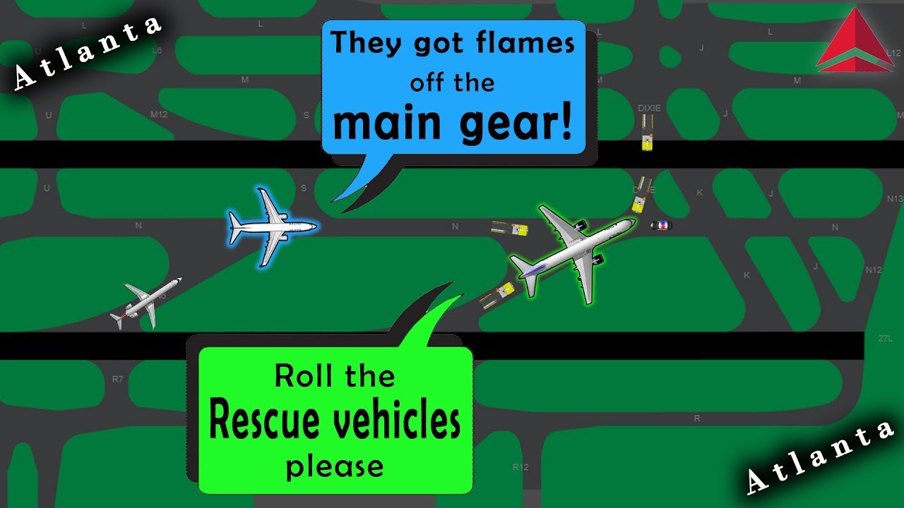 [REAL ATC] Delta B757 HAS FIRE OFF THE LANDING GEAR after landing at Atlanta!