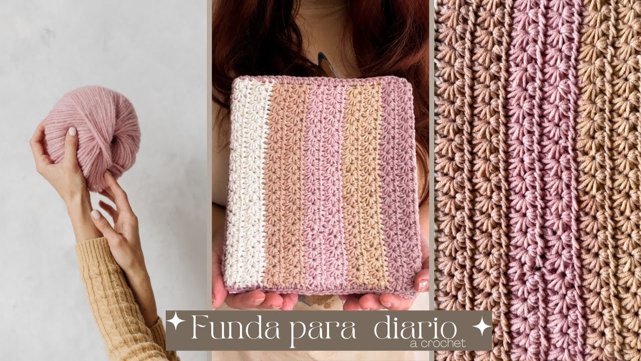 Tutorial funda de libro a crochet con el punto estrella.