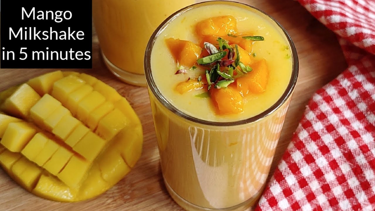 Healthy & Tasty Mango🥭 Milkshake Only with 3 Ingredients || Market Style Mango Shake in 5 Minutes