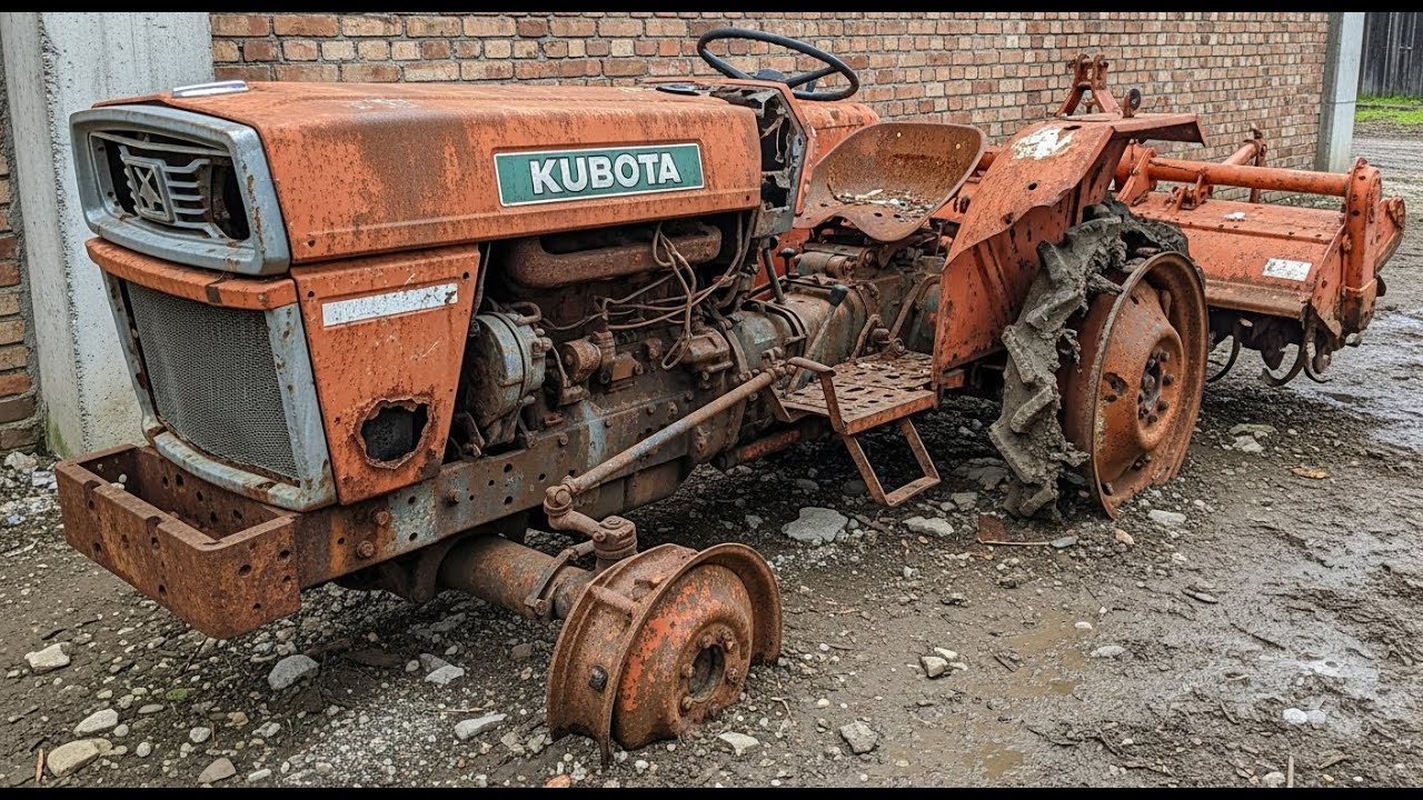 Farm Machine Restoration &ndash; Reviving Old KUBOTA Tractor & Plow Engine