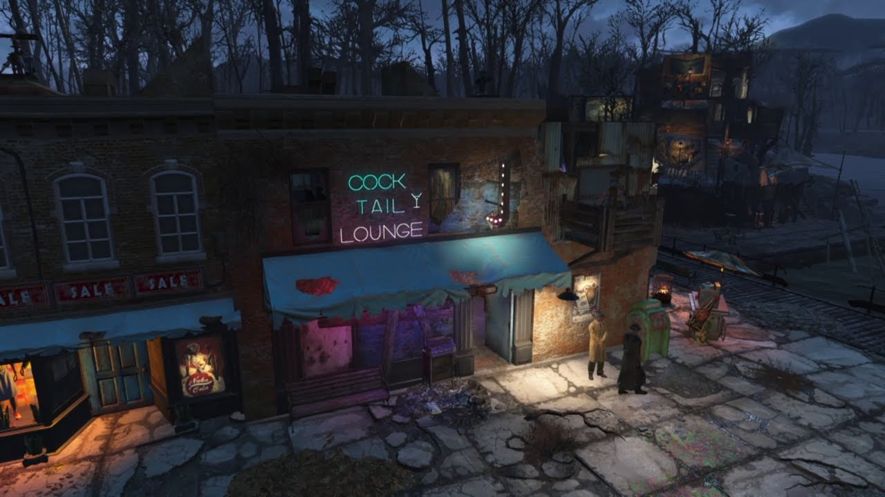 Egret tours marina -'Speakeasy' settlement build (no mods) FALLOUT 4