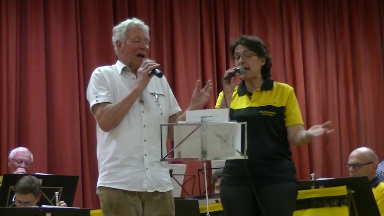 Die Postkapelle Bad Kissingen beim Benefizkonzert in Oberthulba am 7.4. 2019 mit  Dankeschön