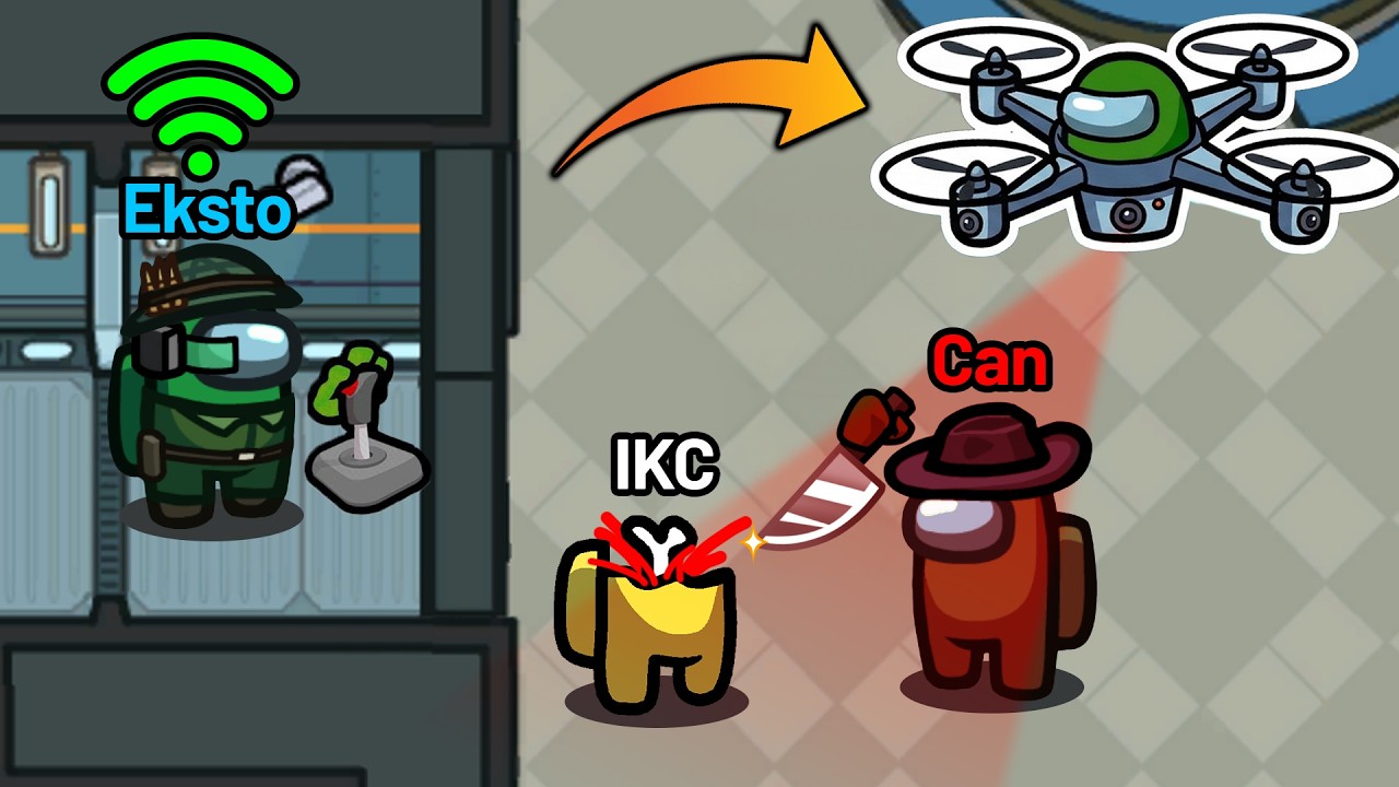 DRONLA IMPOSTOR'U KILL ALIRKEN YAKALADIM!!  😂😂 AMONG US DRONE MODU | Eksto Ömer