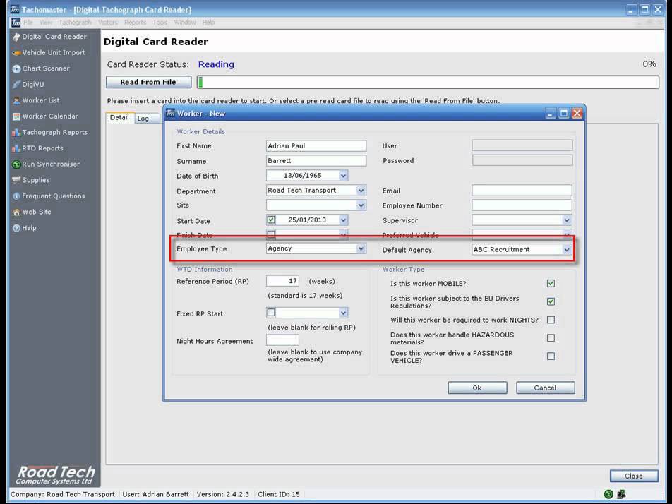 Creating a driver from a driver card - Tachomaster Tachograph Analysis