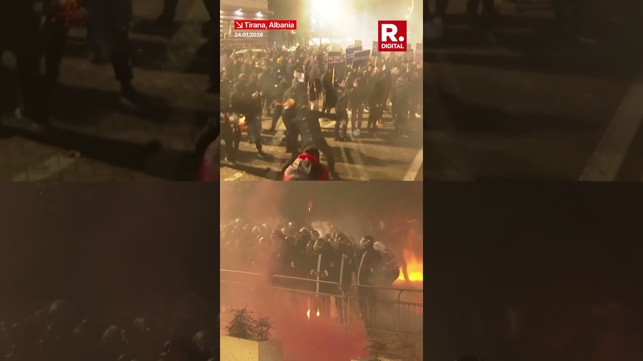 Protesters Clash With Police Outside Parliament, Throw Petrol Bombs | Albania