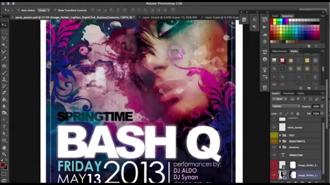 How to make a quick Party Poster Template in Photoshop - Tutorial   Scarab13