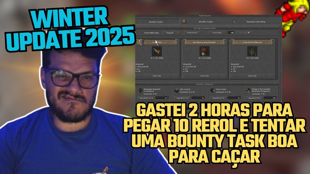 DEMORADO! Estratégia para UPAR Bounty Points! Vale a pena Bounty Task WINTER UPDATE 2025 DO TIBIA?
